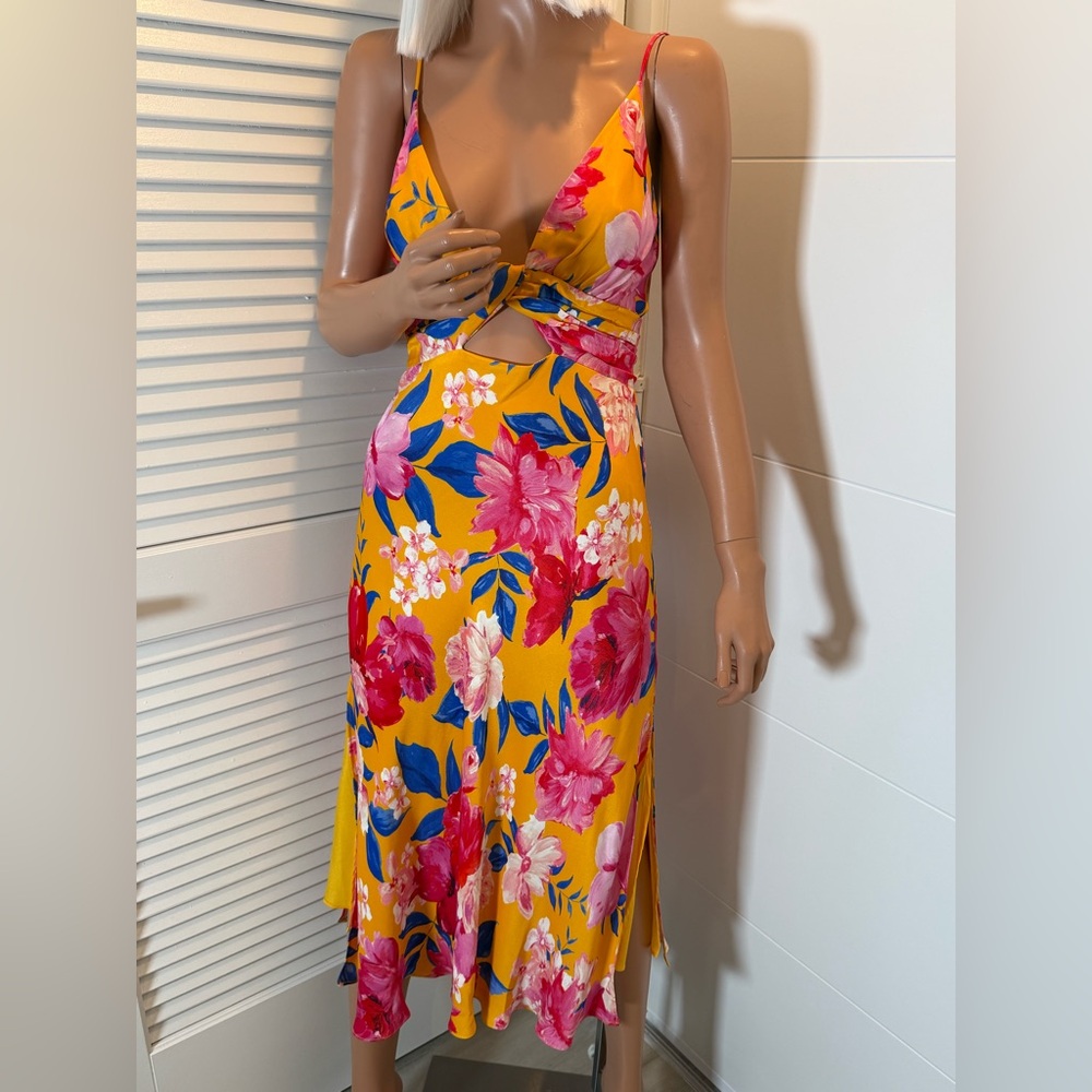 Ronny Kobo Anika dress Floral Yellow Dress size small
